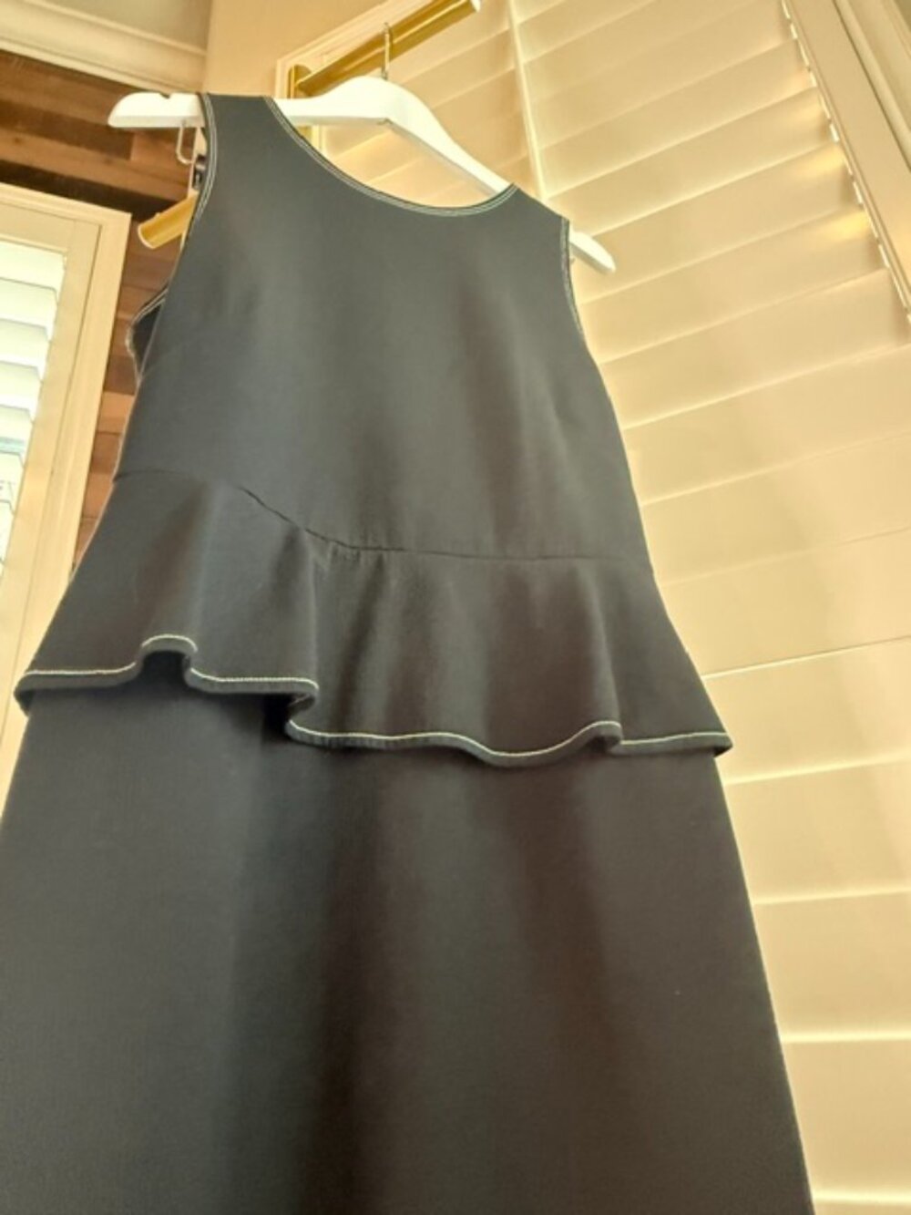 Ann Taylor Black Peplum Sheath Dress Contrast Stitching Size 10